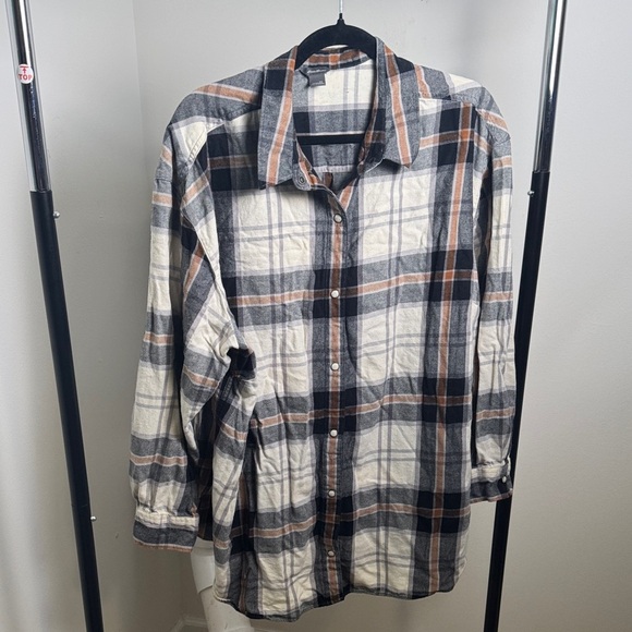 Women's Eddie Bauer Plus Size Plaid Snap Button Casual Shirt Size 2X - Picture 1 of 7